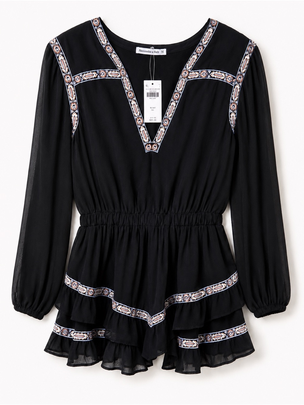 Abercrombie & Fitch NWT Black Embroidered Boho dress Medium